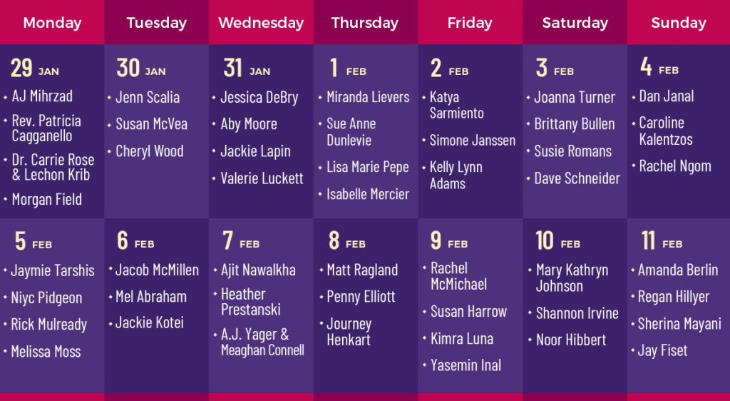 Masterclass calendar