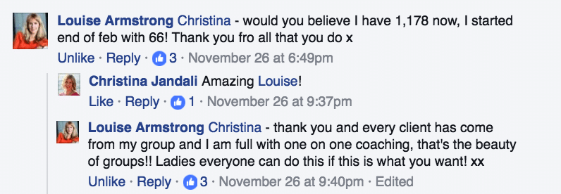 More facebook testimonials for Christina